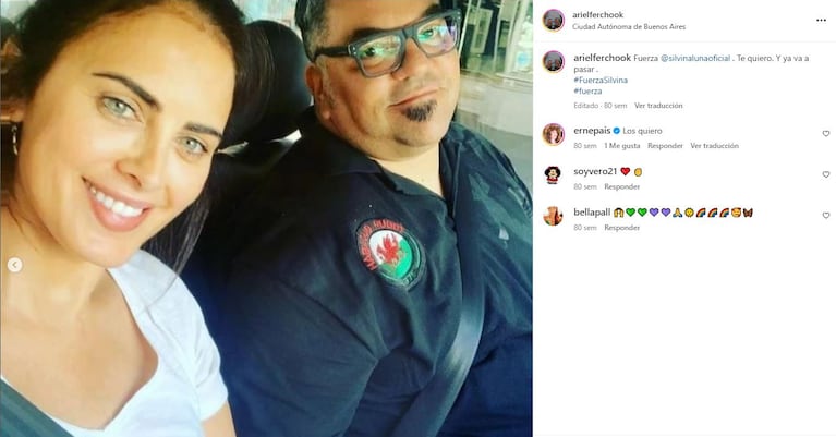 El posteo que Christian le dedicó a Silvina Luna cuando estaba internada (Fotos: Instagram @arielferchook)