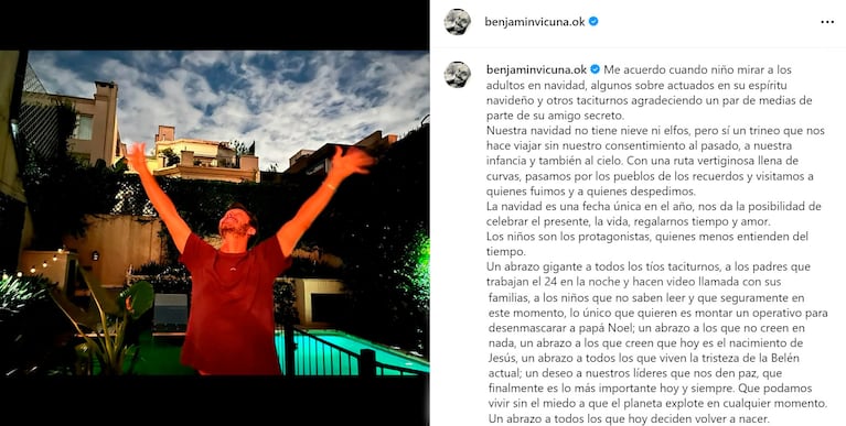 El profundo mensaje de Benjamín Vicuña en Navidad: “Un abrazo a todos los que hoy deciden volver a nacer”