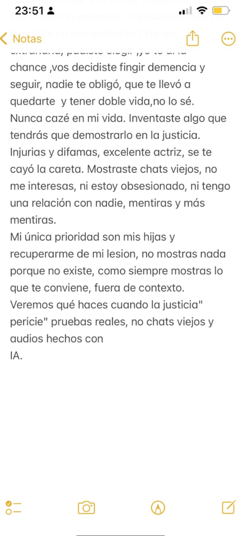 El supuesto descargo de Mauro tras la entrevista de Susana a Wanda.