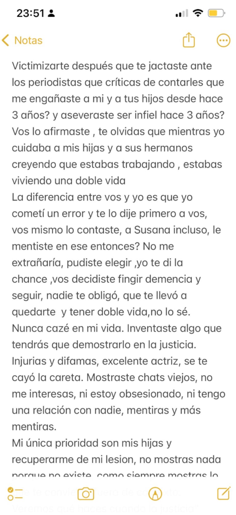 El supuesto descargo de Mauro tras la entrevista de Susana a Wanda.