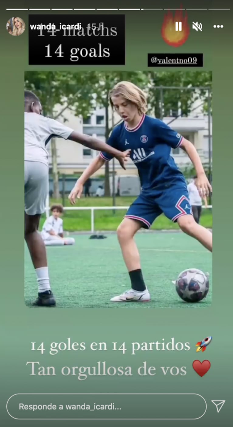 El tierno mensaje de Wanda Nara a su hijo Valentino por su logro futbolístico: "Tan orgullosa de vos"