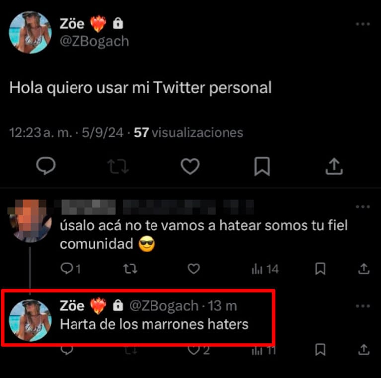 El tremendo comentario racista de Zoe Bogach por el que la funaron en redes