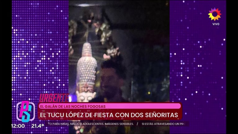 El Tucu López enfiestado con dos mujees (Foto: captura de eltrece).