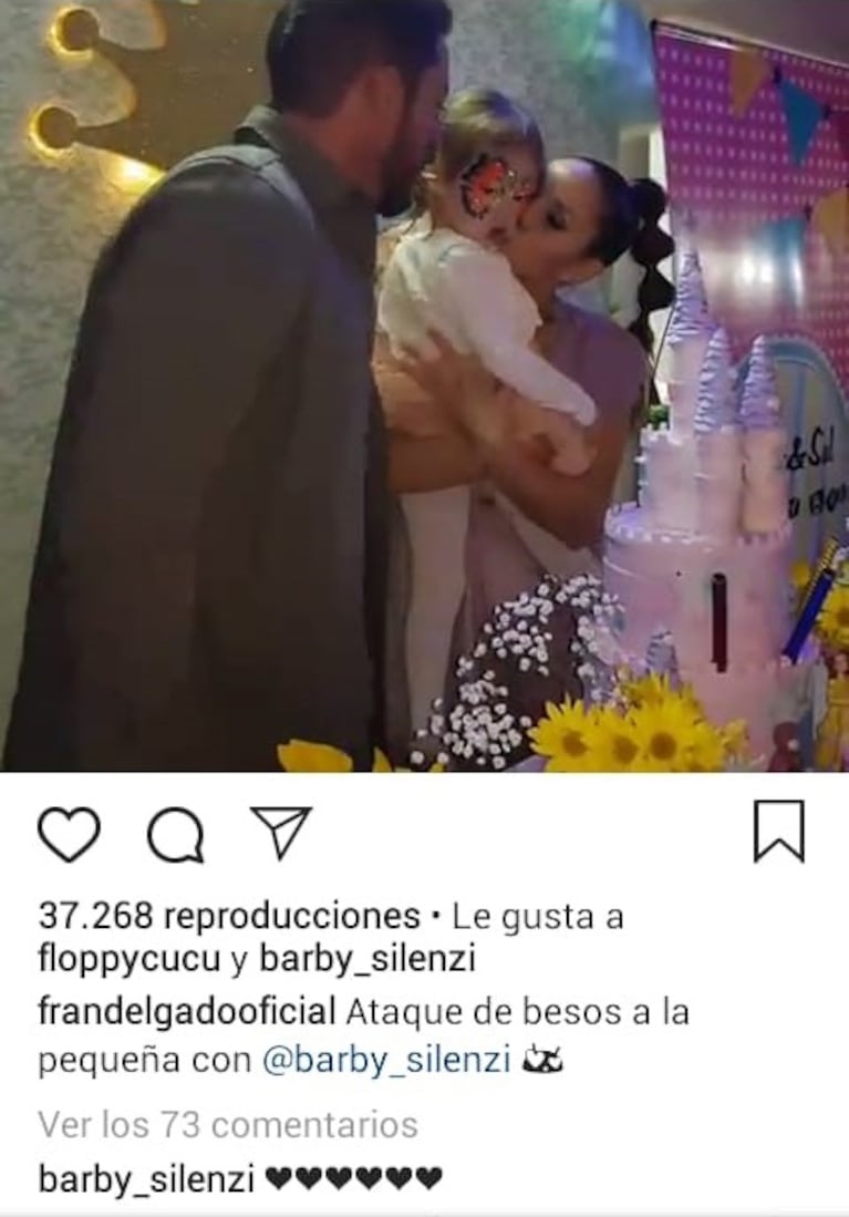 El video de Francisco Delgado junto a Barby Silenzi en el cumpleaños de su hija: "Ataque de besos a la pequeña"