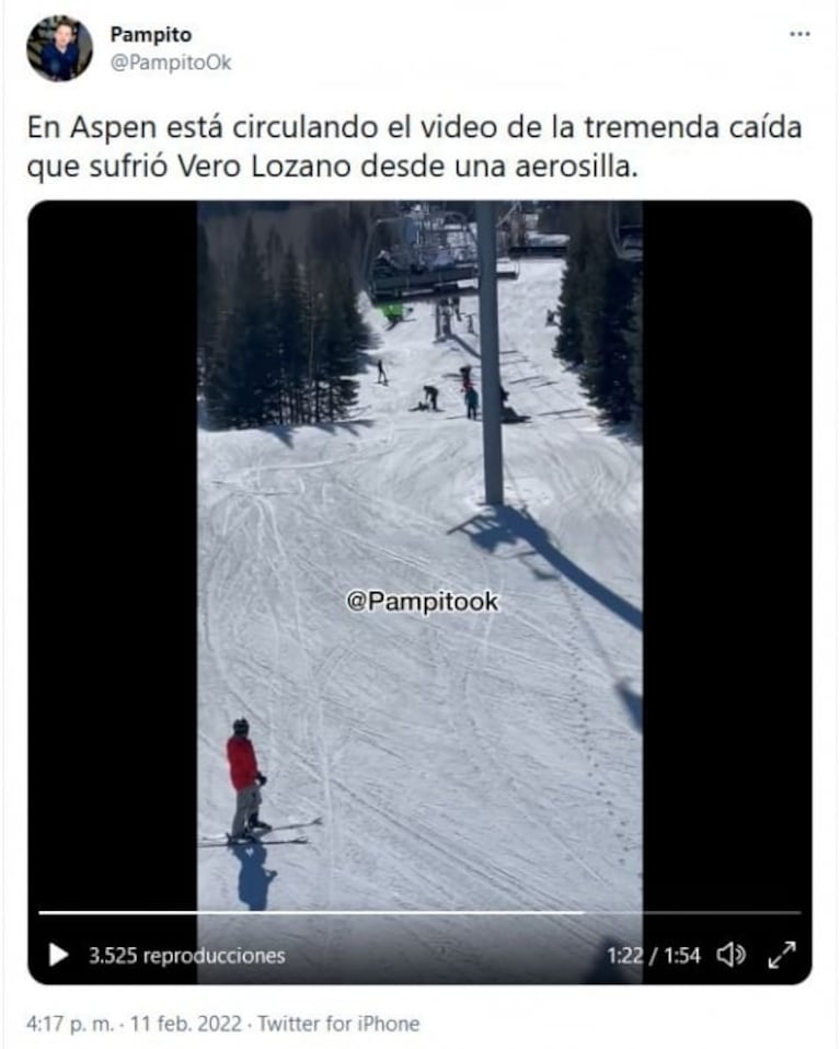 El video de la tremenda caída de Vero Lozano desde una aerosilla de siete metros de alto