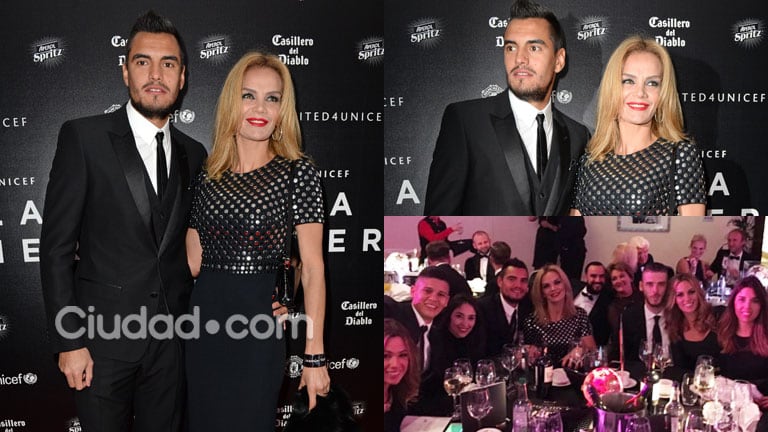 Eliana Guercio y Sergio Romero, puro glamour en la gala de Unicef (Fotos: AFP e Instagram). 