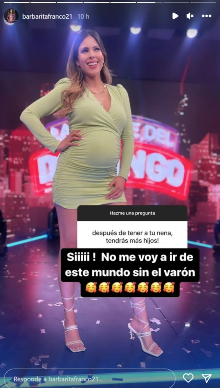 Embarazada de casi siete meses, Barby Franco reveló que irá por el varoncito