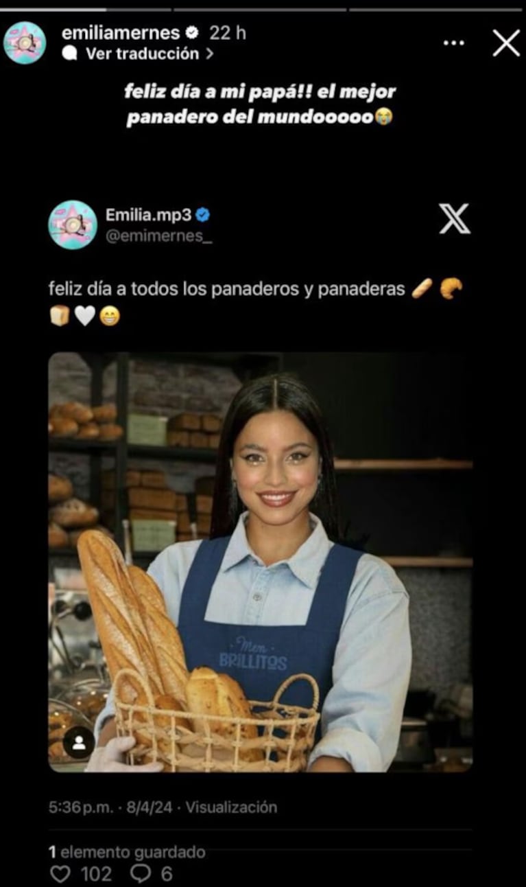 Emilia en la panadería de su familia.