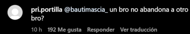 En Instagram liquidaron a Bautista por su defensa a Martín.