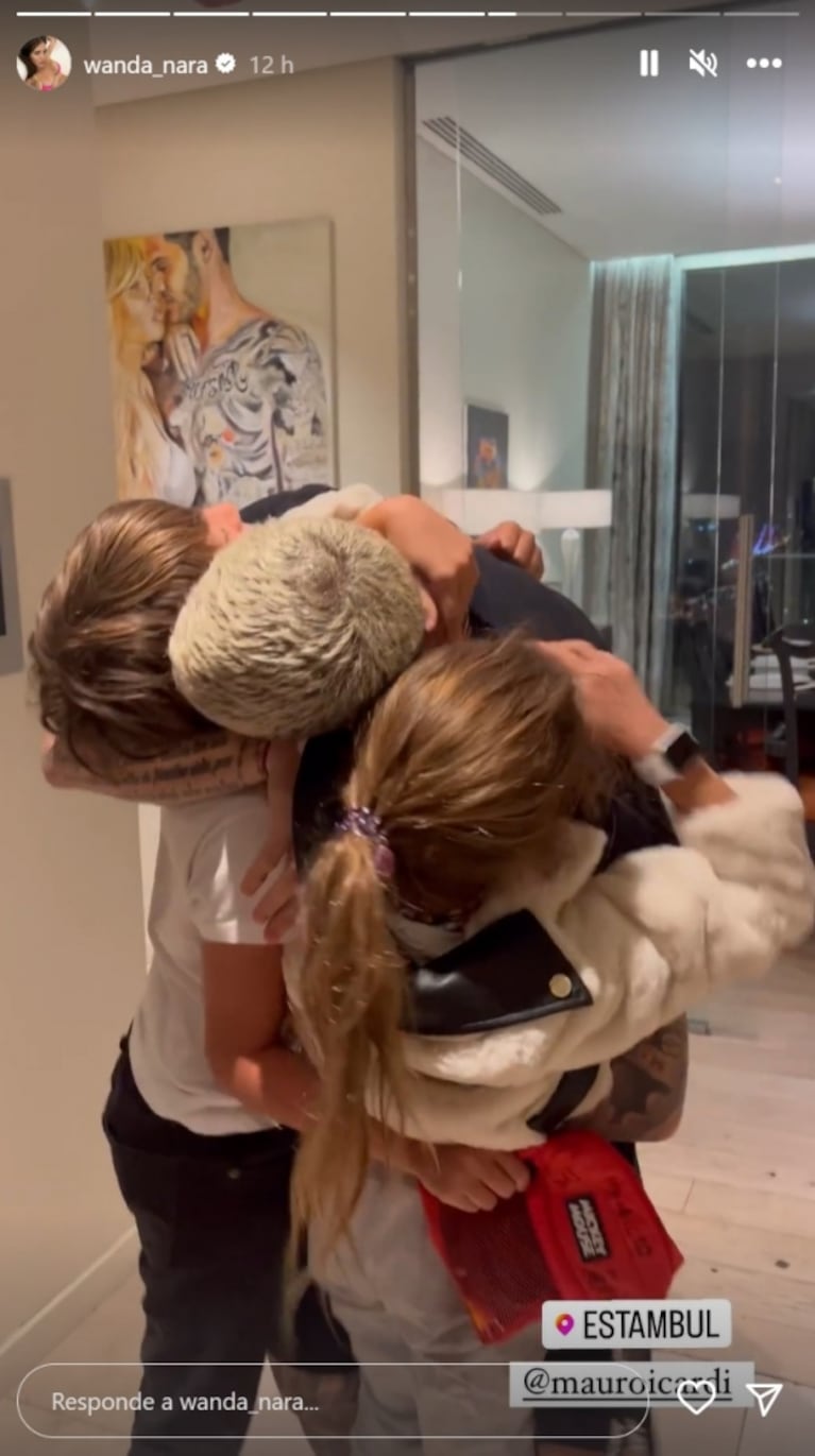 En video: el emocionante reencuentro de Wanda Nara con Mauro Icardi: besos, abrazos y mimos