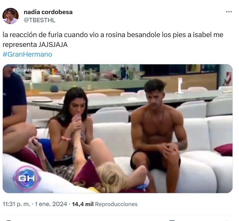 En video: la tremenda reacción de Furia al ver a Rosina besándole los pies a Isabel en Gran Hermano 2023