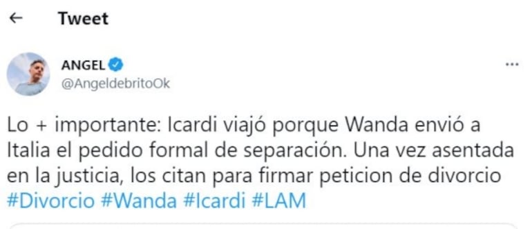 Escándalo: Mauro Icardi viajó de urgencia a Argentina porque Wanda Nara presentó la solicitud de la separación en Italia