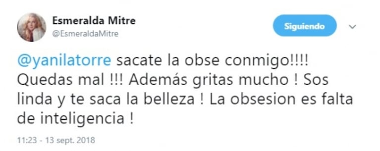 Escandaloso cruce en Twitter entre Yanina Latorre y Esmeralda Mitre