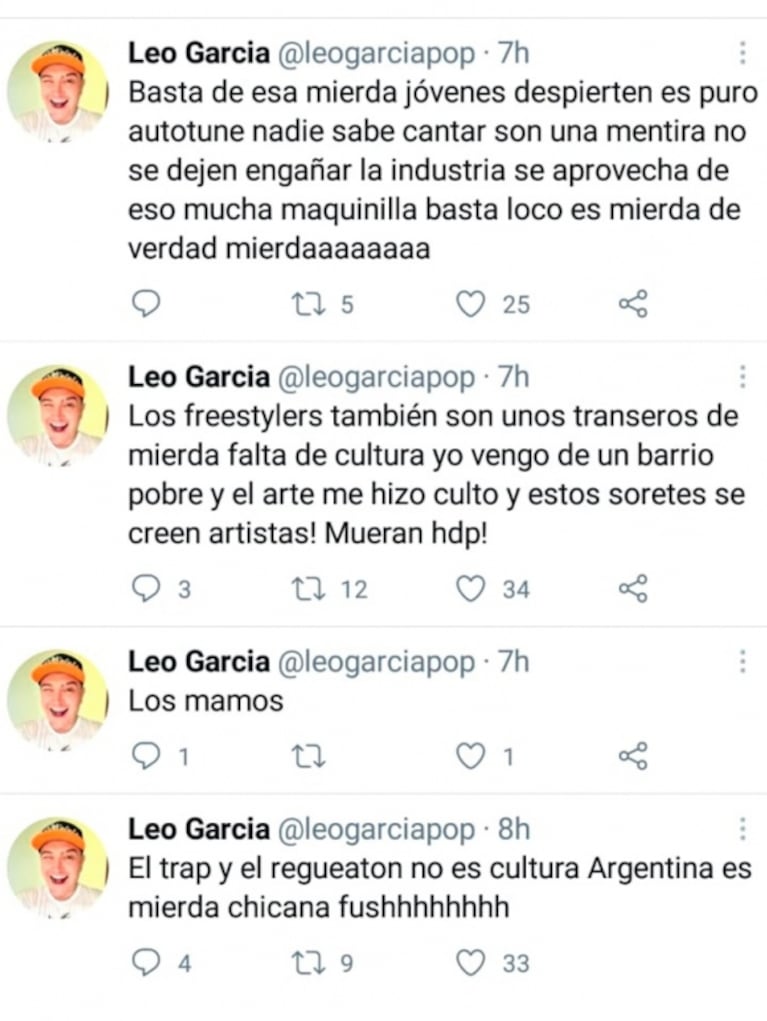 Escandalosos mensajes xenófobos de Leo García contra los colombianos y venezolanos: "Vayan a perrear a su país, hijos de p..."