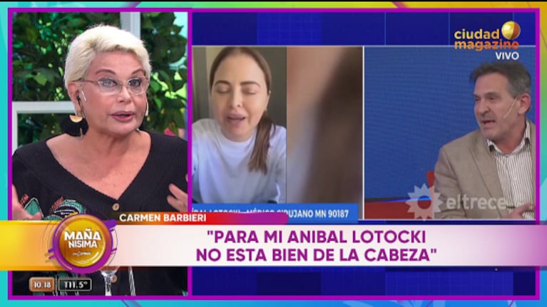 "Está mal de la cabeza": Carmen Barbieri se enfureció con Aníbal Lotocki