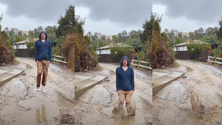 Este maestro de los efectos especiales desaparece después de saltar a un charco de barro