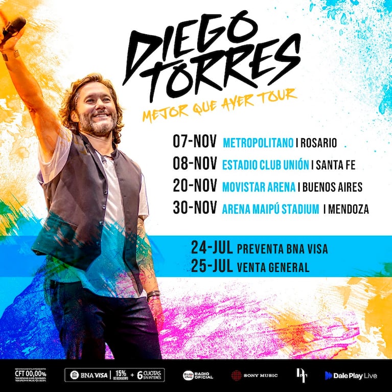 Este martes, Diego Torres anunció su gira por Argentina.