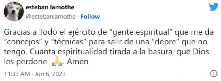 Esteban Lamothe habló sobre la versión de que está atravesando una fuerte depresión