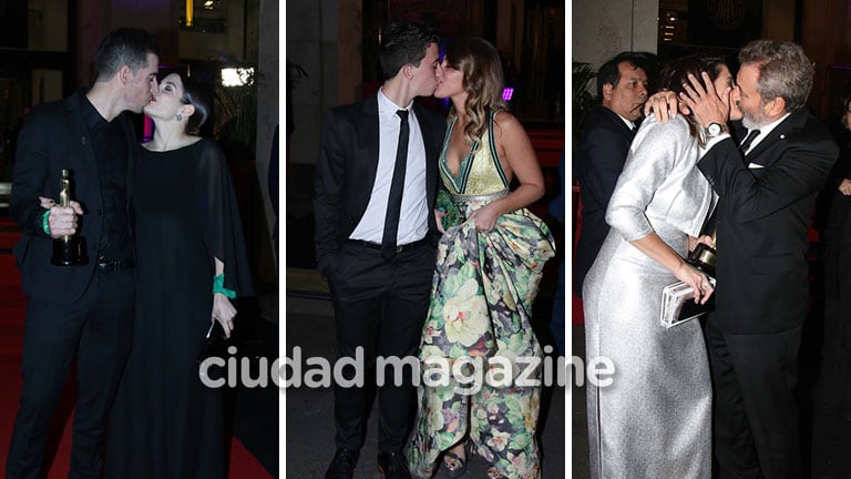 Esteban Lamothe, Laurita Esquivel y Pamela David, a los besos con sus parejas en los MF18. (Foto: Movilpress)