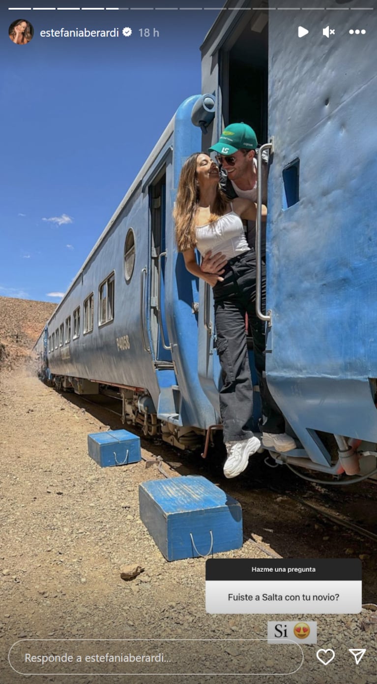 Estefanía Berardi publicó la primera foto con su novio durante su romántico viaje a Salta