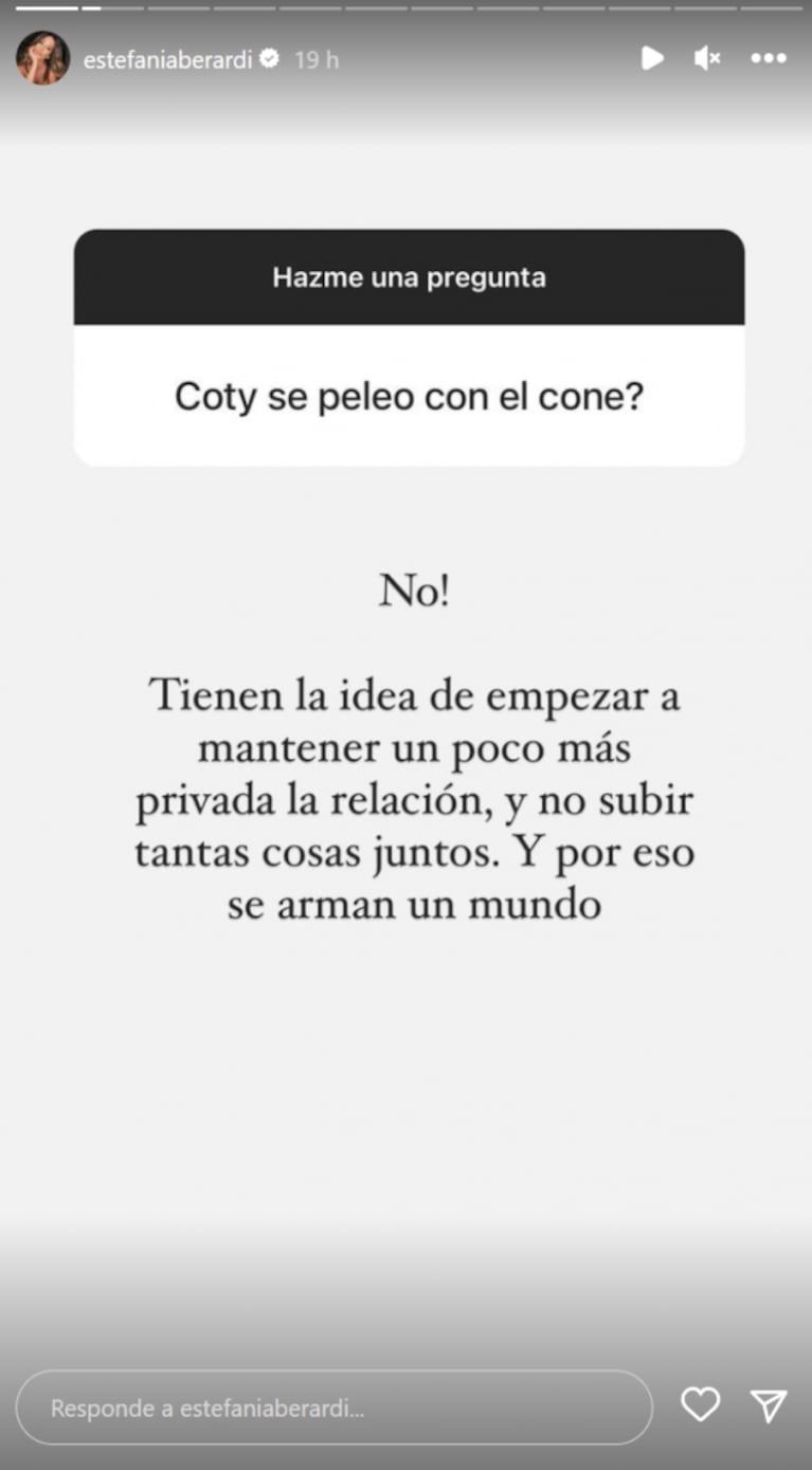 Estefi Berardi explicó los motivos del distanciamiento entre Coti Romero y el Conejo, en pleno rumor de crisis