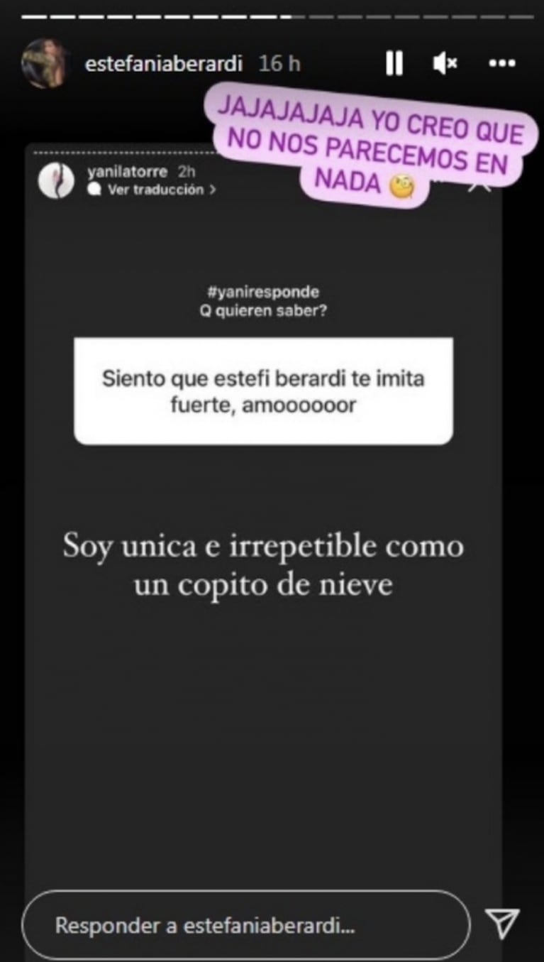 Estefi Berardi reaccionó picante cuando la compararon con Yanina Latorre: "No nos parecemos en nada"