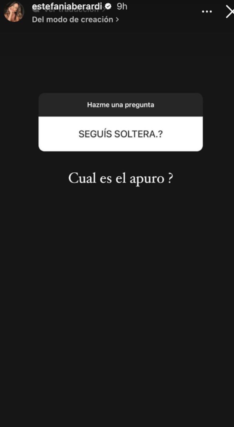 Estefi Berardi reaccionó sin filtro cuando le preguntaron si aún sigue soltera