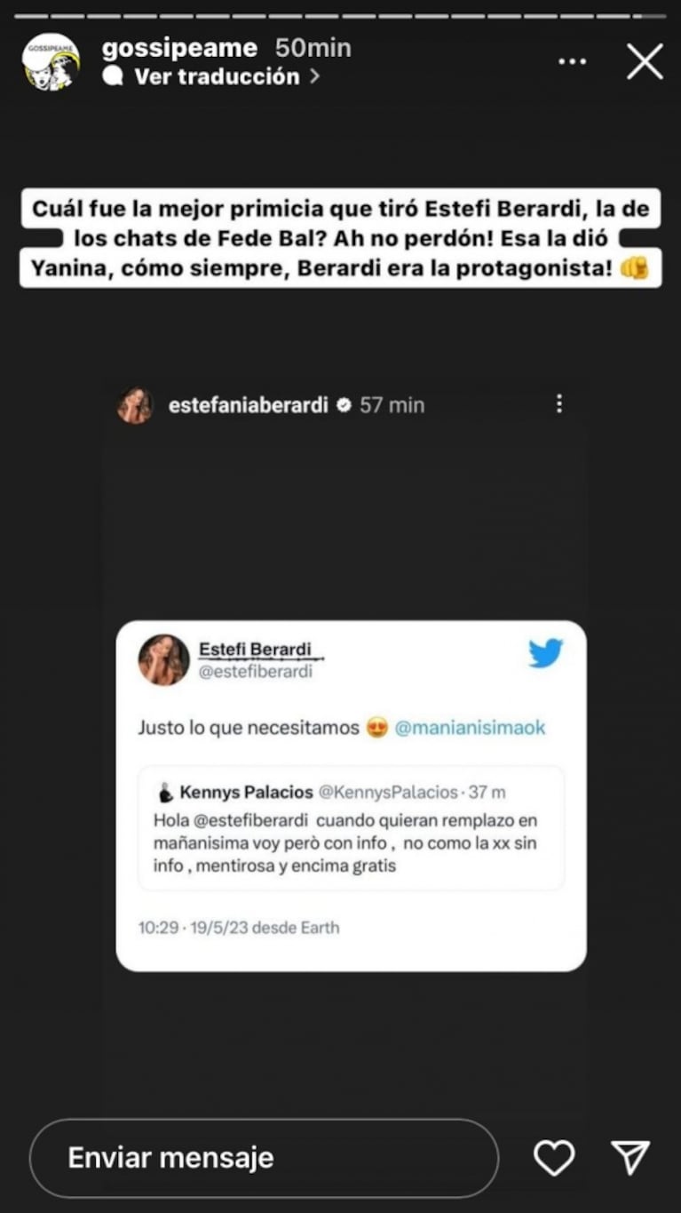 Estefi Berardi y Pochi de Gossipeame se cruzaron muy fuerte en redes: "Mentirosa"