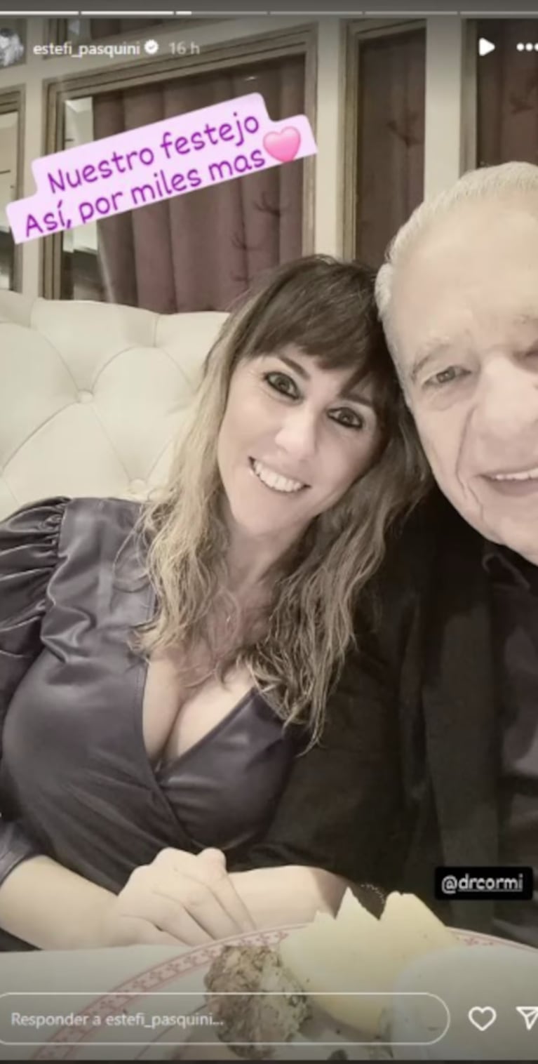 Estefi sorprendió a su marido con un festejo especial por sus 86 años.