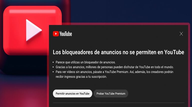 Esto hará YouTube si detecta bloqueadores de anuncios