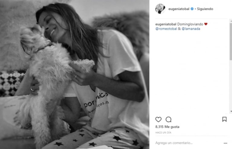 Eugenia Tobal y un finde a pura felicidad con su novio y su perro: "Domingloviando"