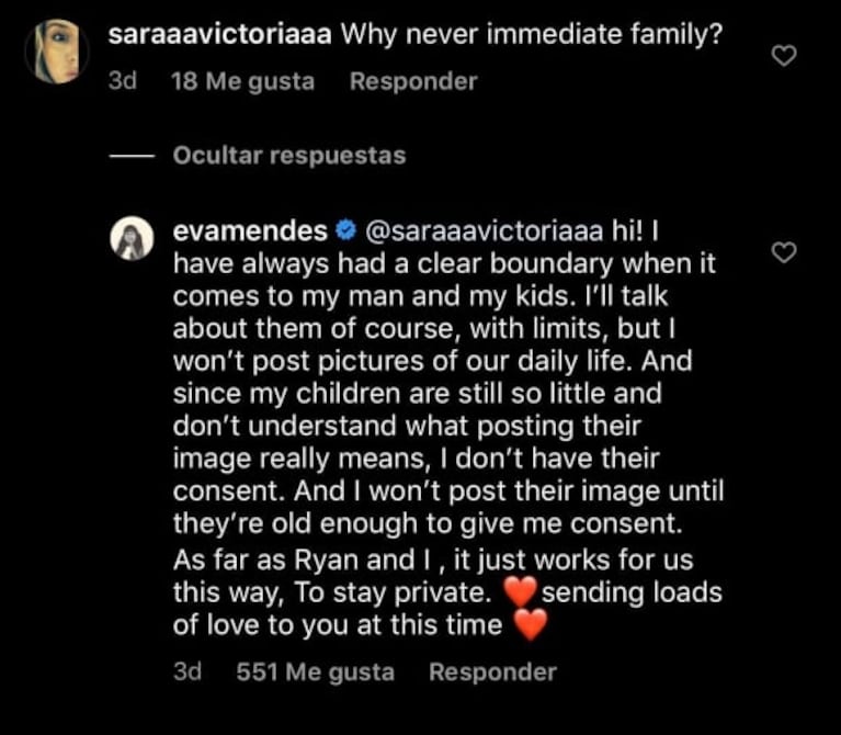 Eva Mendes contó por qué nunca mostrará su vida con Ryan Gosling y sus hijas: "Siempre tuve el límite claro"