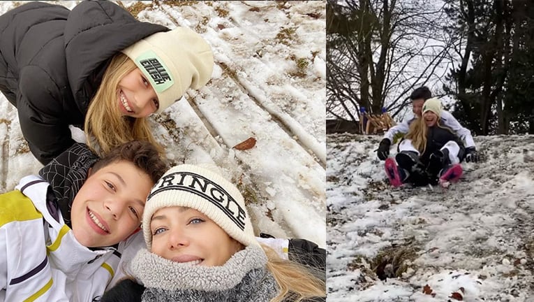 Evangelina Anderson compartió las fotos más divertidas con sus hijos en la nieve.