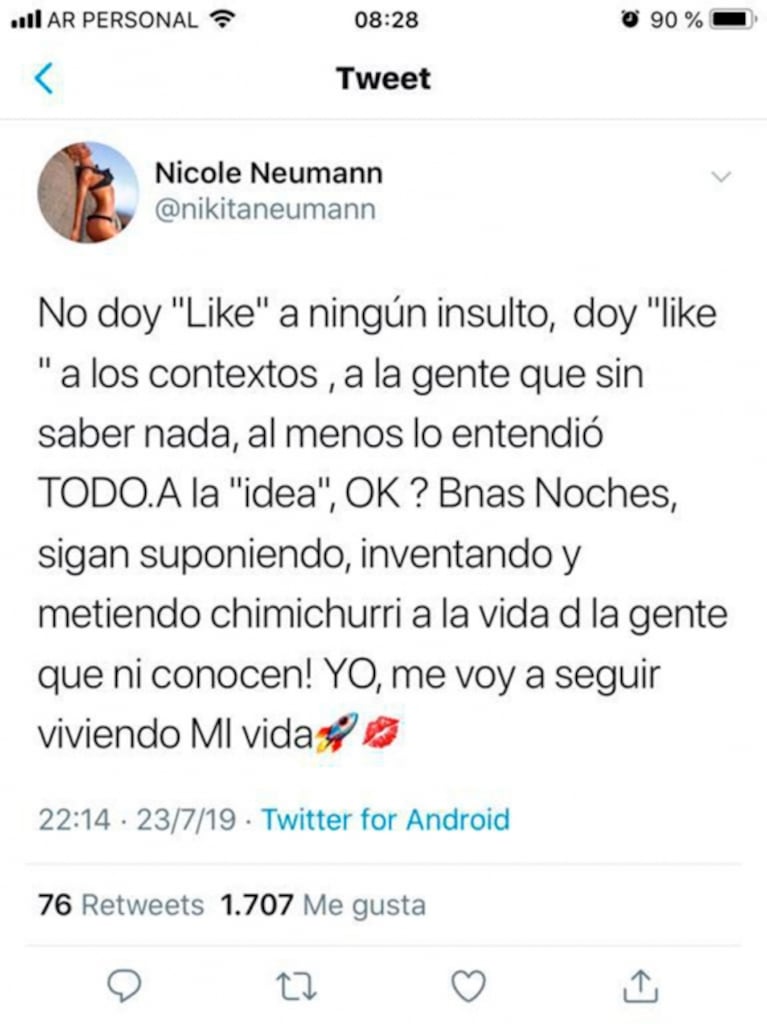 Explosivo mensaje de Nicole Neumann para Rial luego de que él la tratara de "zorrita": "No hay cura para la..."