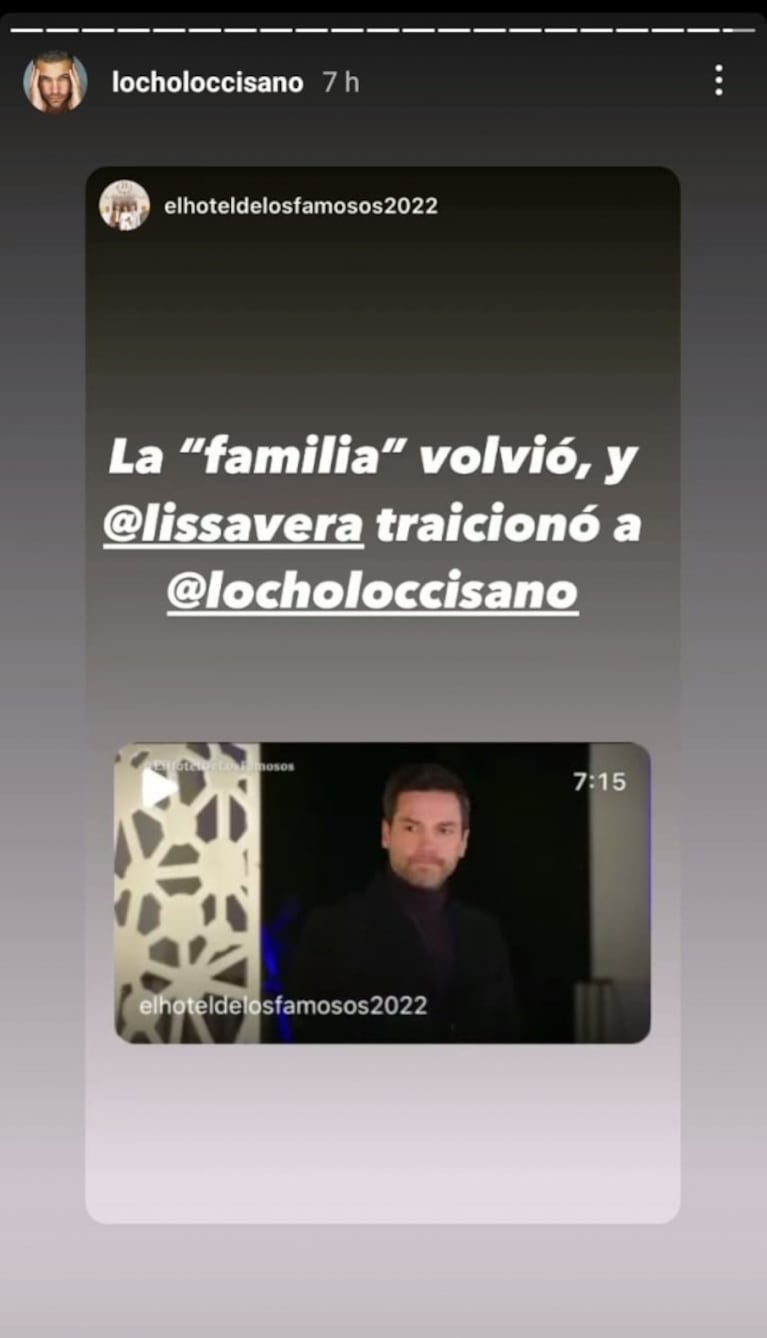 Explosivos posteos de Locho Loccisano tras la "traición" de Lissa Vera en El Hotel de los Famosos: "Díganlo ustedes"