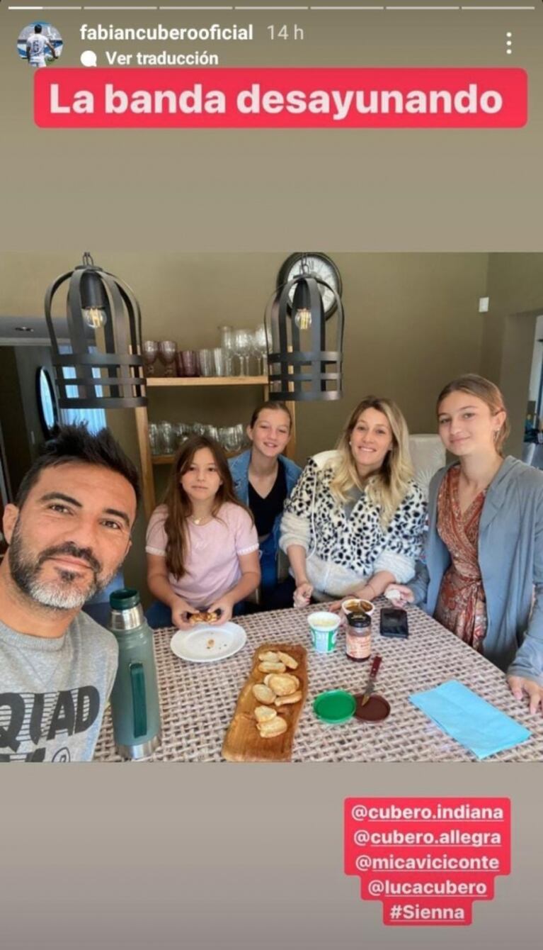Fabián Cubero mostró la cotidianidad de Mica Viciconte con sus hijas tras la polémica con Nicole Neumann por MasterChef: "La banda desayunando"