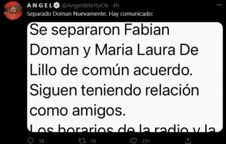 Fabián Doman se separó de su novia a dos años de su unión civil: "Siguen teniendo relación como amigos"