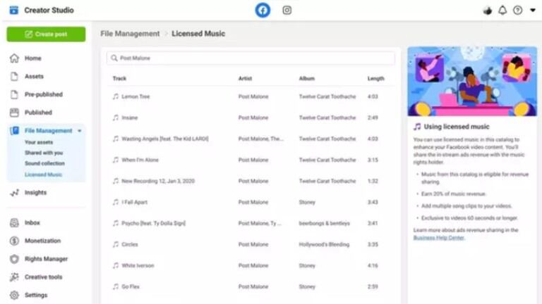 Facebook estrena una herramienta que premia a los creadores que utilizan música con derechos en sus vídeos