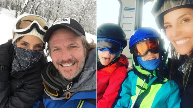 Facundo Arana y María Susini, de vacaciones con sus hijos en la nieve