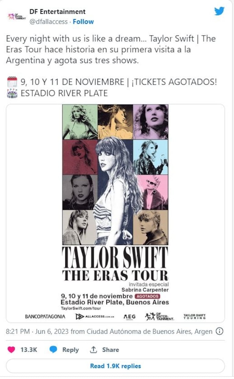 Fede Bal le tiró todos los perros a Taylor Swift con un ingenioso mensaje en Twitter