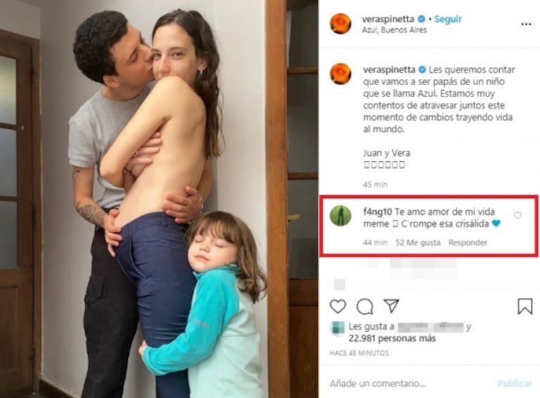 ¡Felicidades! Vera Spinetta contó que espera a su segundo hijo: "Es un niño y se va a llamar Azul"