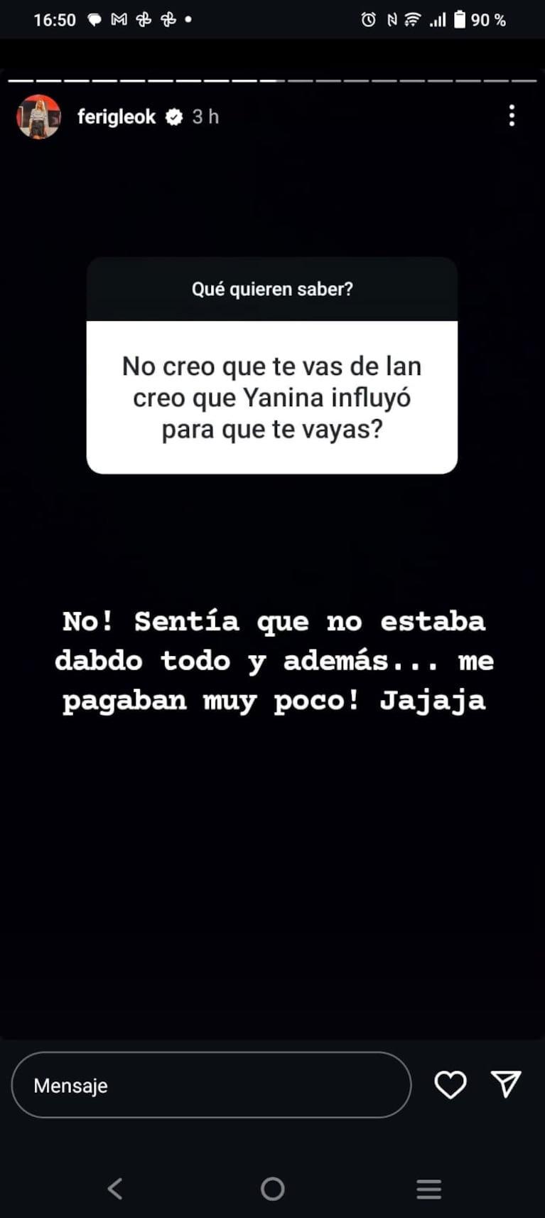 Fernanda Iglesias se despachó sin filtro en Stories contra LAM.