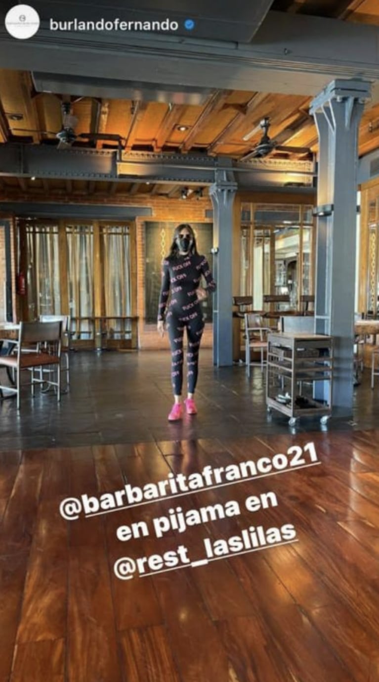 Fernando Burlando "escrachó" a Barby Franco con una impensada foto en un restaurante: "¡Fue en pijama!"