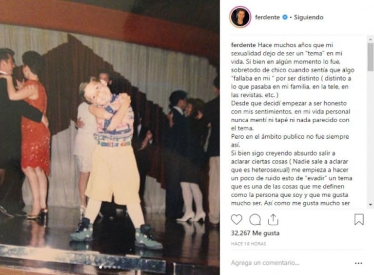  Fernando Dente habló por primera vez de su sexualidad: "¡Soy gay y estoy muy orgulloso de ser quien soy!"