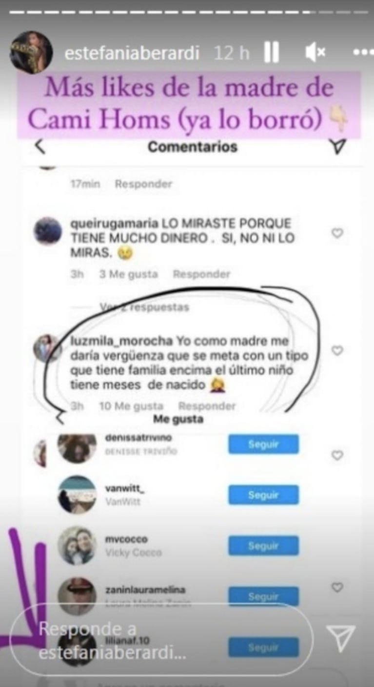 Filosos likes de la mamá y la tía de Camila Homs contra Tini Stoessel tras los rumores de romance con Rodrigo de Paul