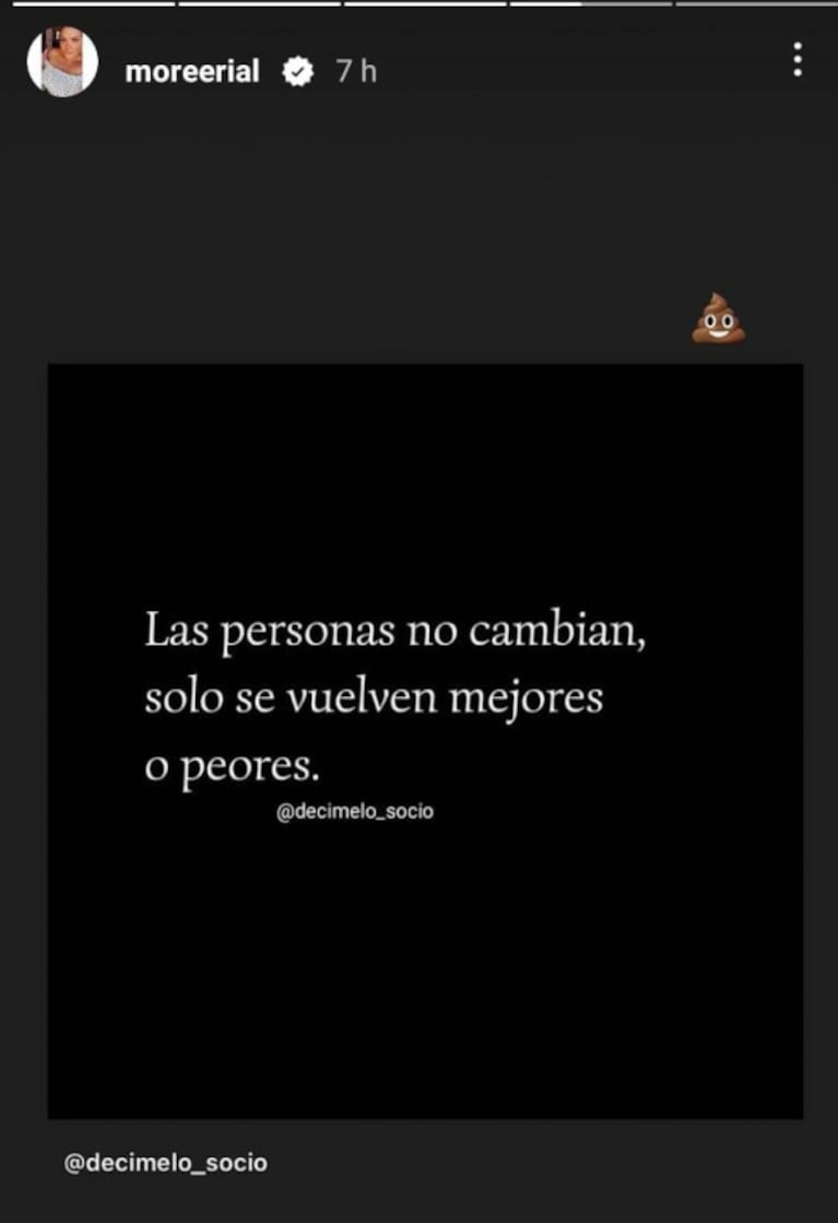 Filosos posteos de More Rial tras su separación de El Maxi: "Las personas no cambian"