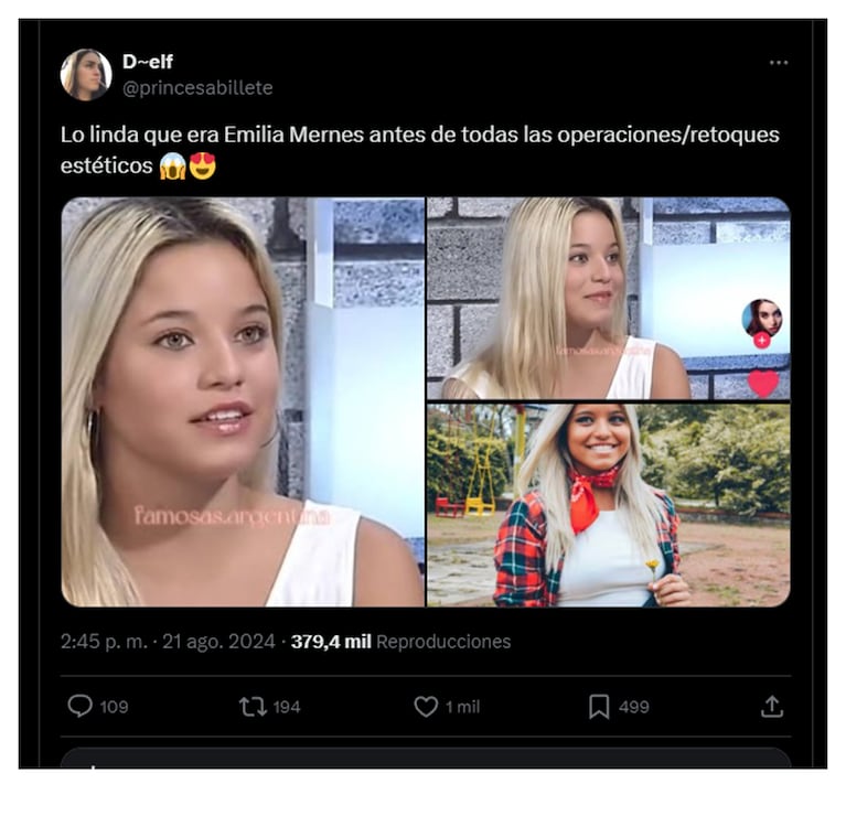 Filtran fotos de Emilia Mernes antes de ser famosa: las reacciones en las redes