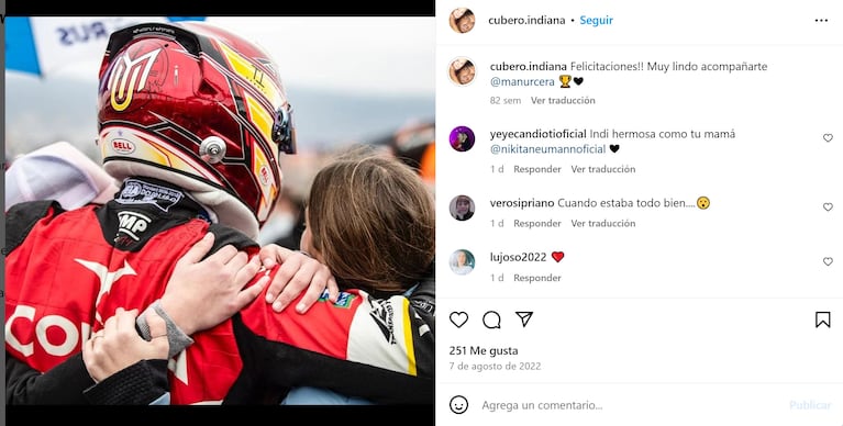Filtran un cruce de mensajes entre Indiana Cubero y Manu Urcera / Foto Instagram
