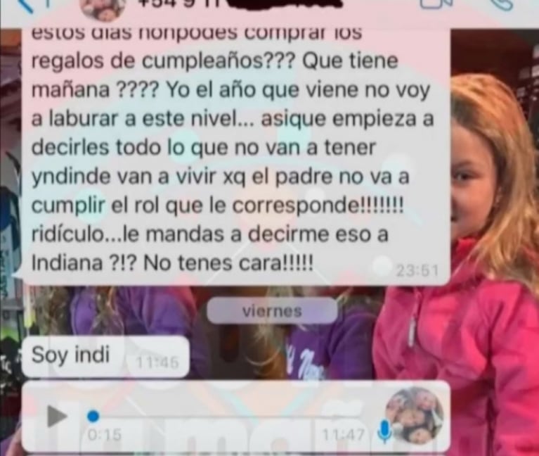 Filtran WhatsApp de Nicole Neumann a Fabián Cubero y Mica Viciconte: "La cag... los dos por descerebrados"