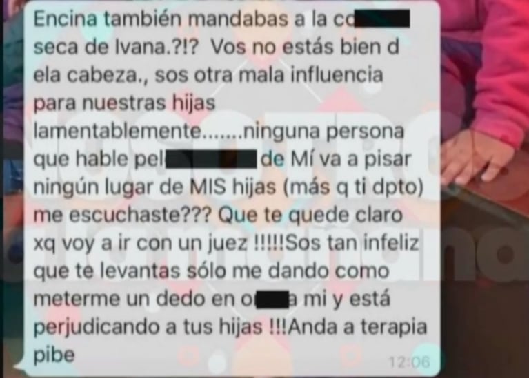 Filtran WhatsApp de Nicole Neumann a Fabián Cubero y Mica Viciconte: "La cag... los dos por descerebrados"